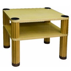 Two-Tier Lacquered Grass-cloth Table