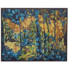 A Mid Century Abstract Painting Signed Barton