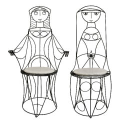 Pair Male & Female Figural Chairs by John Risley