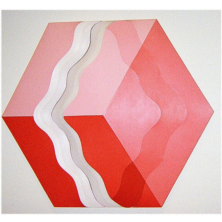 Midcentury Three-Dimensional Acrylic on Canvas by Shozo Nagano