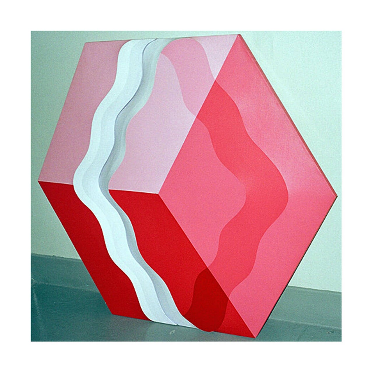 A fantastic three-dimensional shaped acrylic on canvas by noted Japanese-American artist Shozo Nagano titled, 