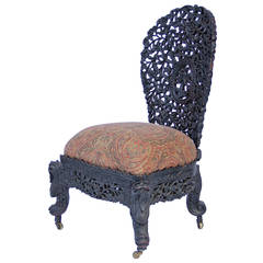 Antique Hand-Carved Anglo-Indian Chair
