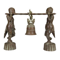 Antique Burmese Sculpture of Bell Ringers