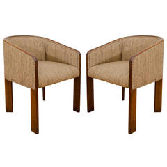 A Pair of Baker Furniture Tub Armchairs in Wool Upholstery