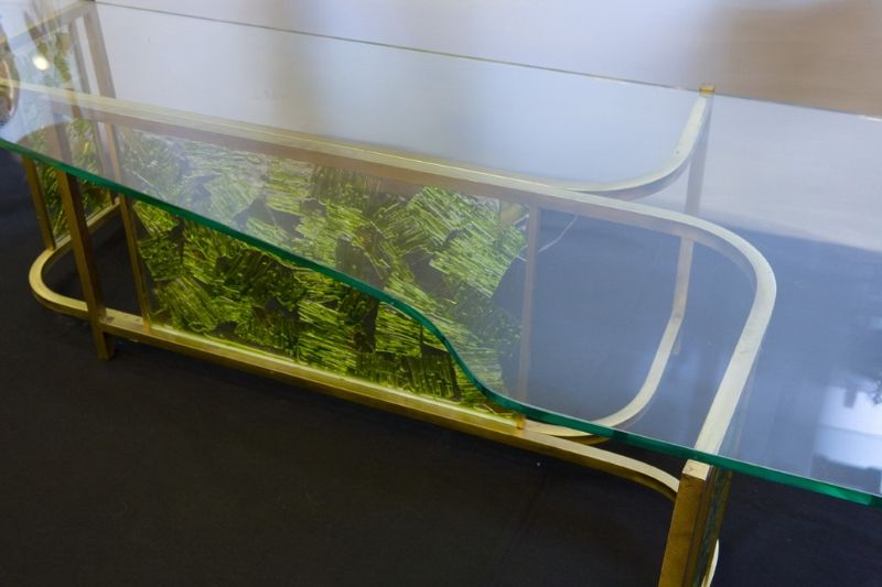 Midcentury Biomorphic Glass Top Coffee Table