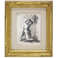 Ink and Paper Drawing of Nude by Jacques Lipchitz (1891-1973)