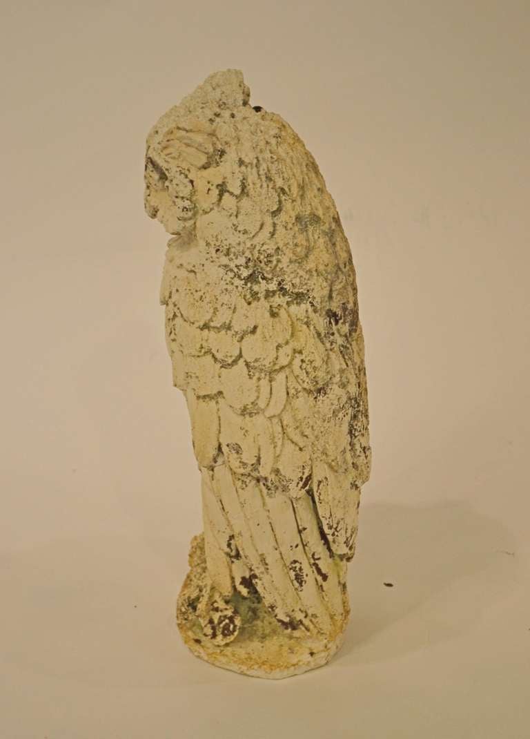 Vintage Weathered Cast Stone Sculpture of an Owl In Fair Condition In New York, NY