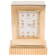 Retro Art Deco Gold and Diamond Cartier Desk Clock