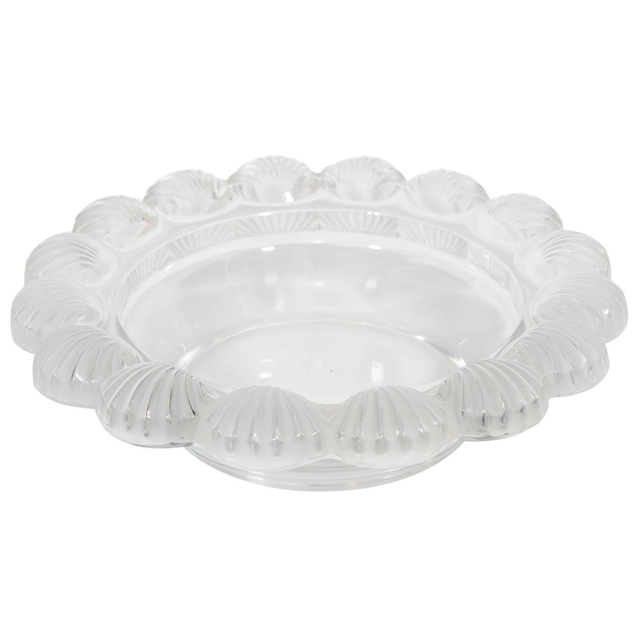 Vintage Lalique Frosted Glass Shell Bowl or Dish