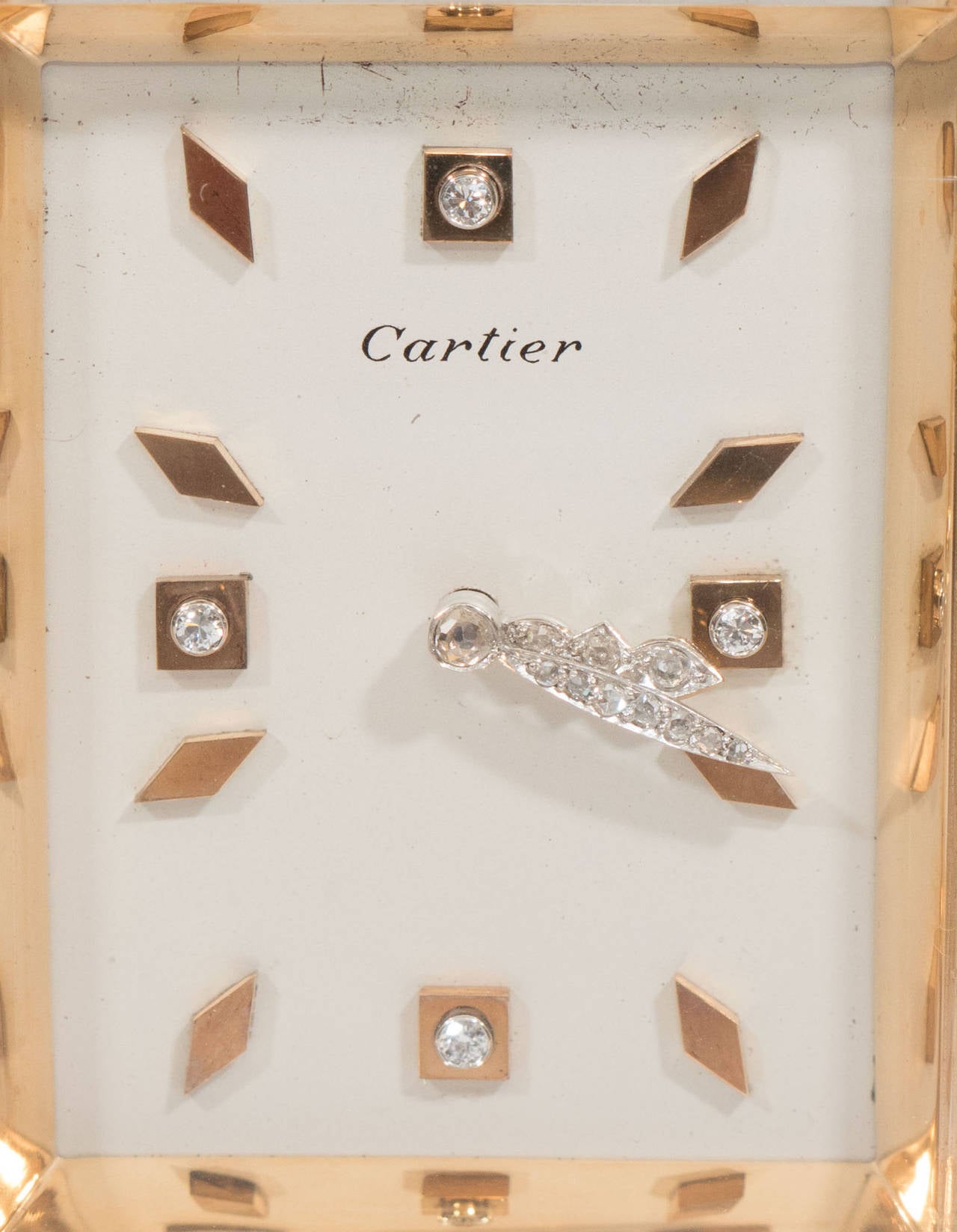 Art Deco Gold and Diamond Cartier Desk Clock 1