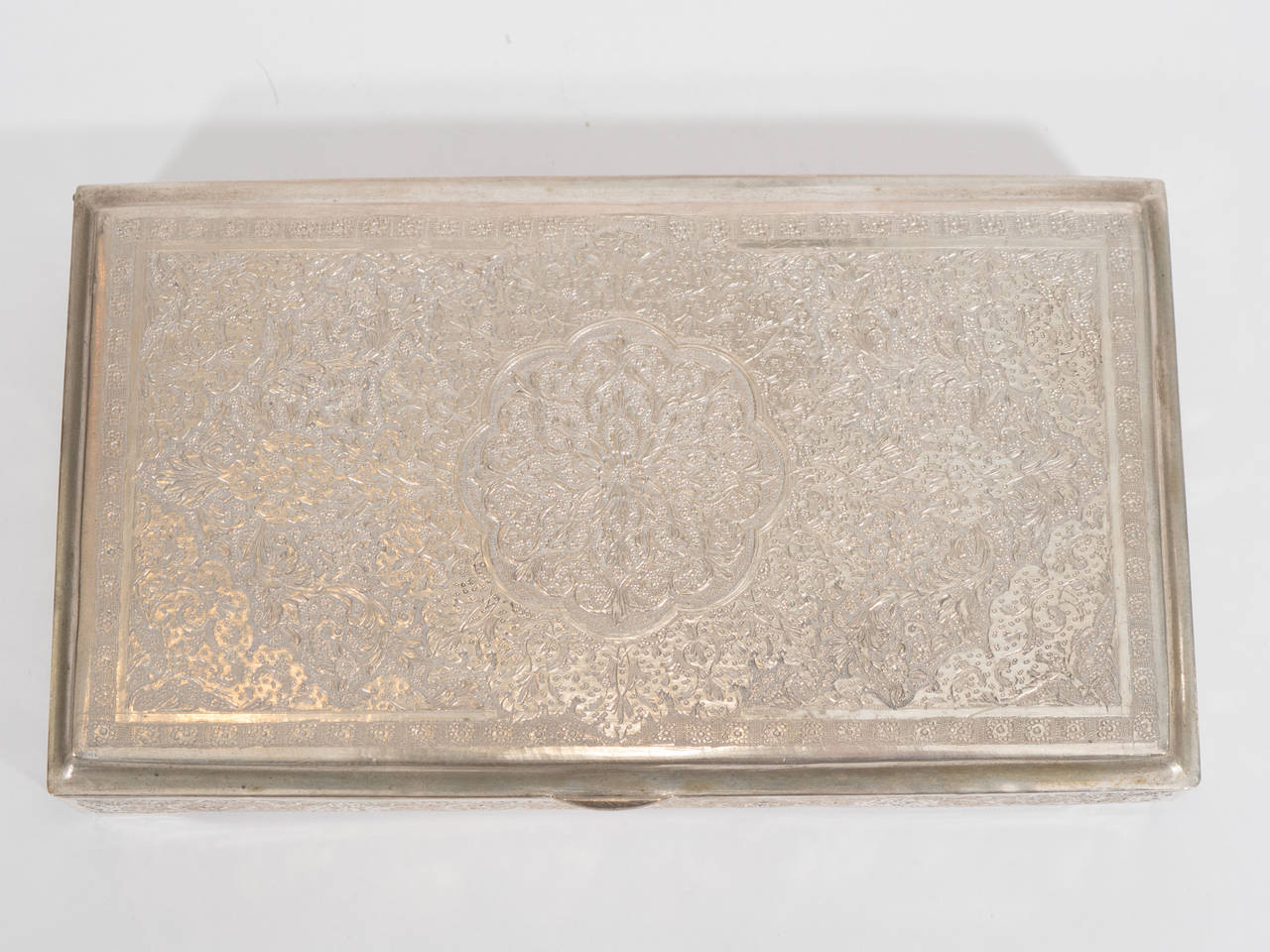 Sterling Silver Persian Decorative Box or Tobacco Case In Good Condition In Astoria, NY