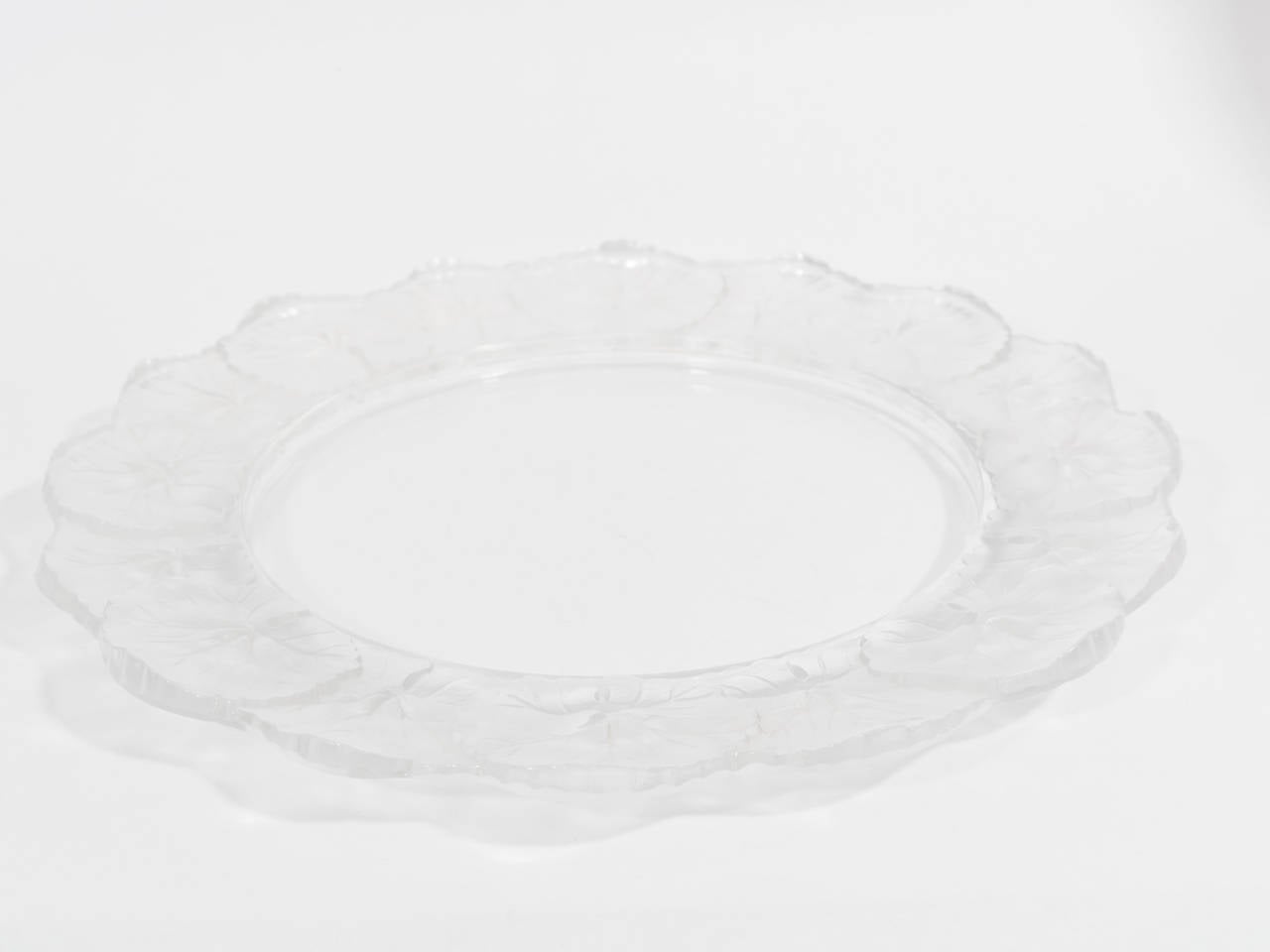 Lalique French Crystal Honfleur Bowl and Dish In Good Condition For Sale In New York, NY