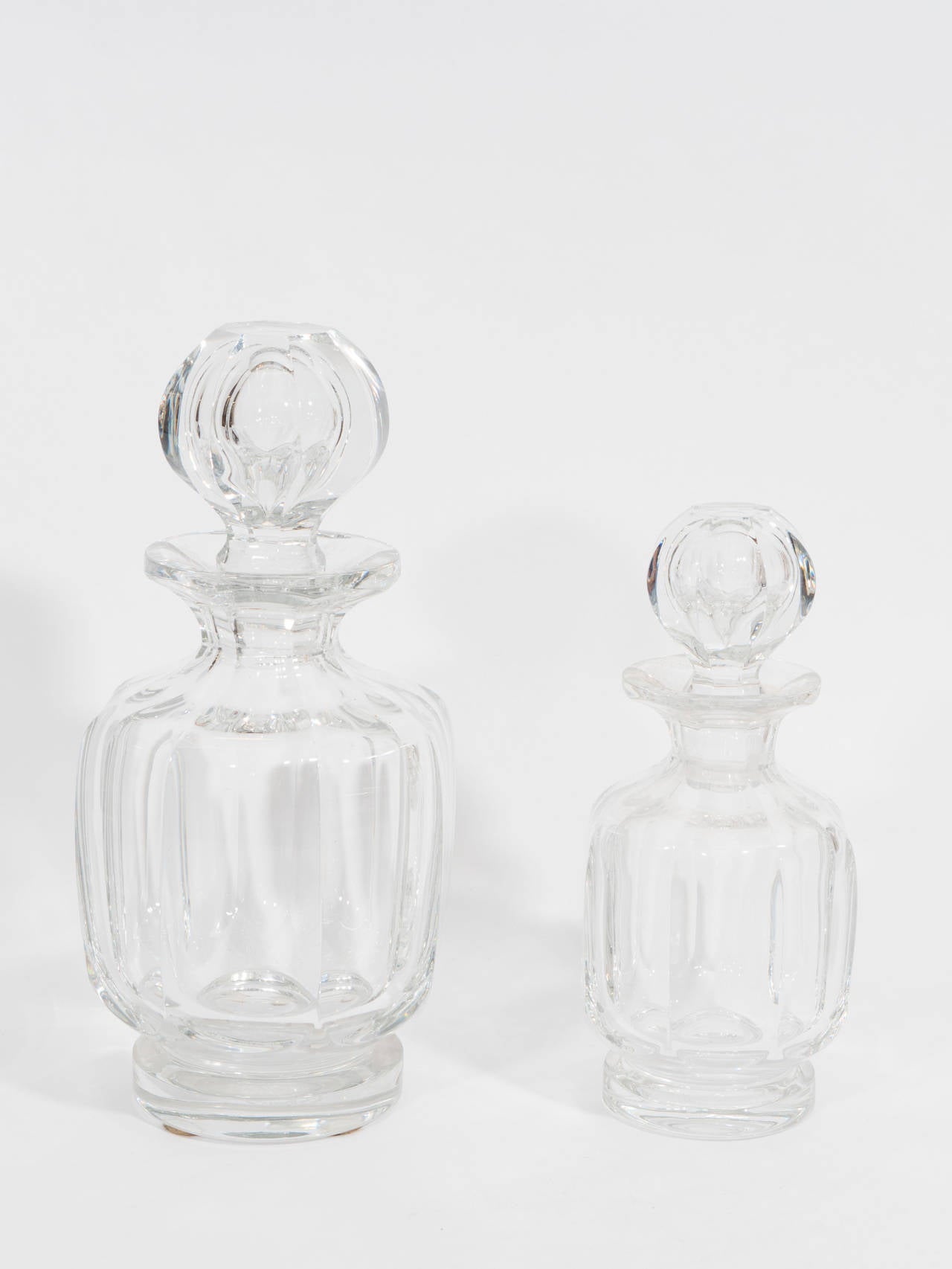 French Three-Piece Clear Glass Baccarat Dresser Set For Sale