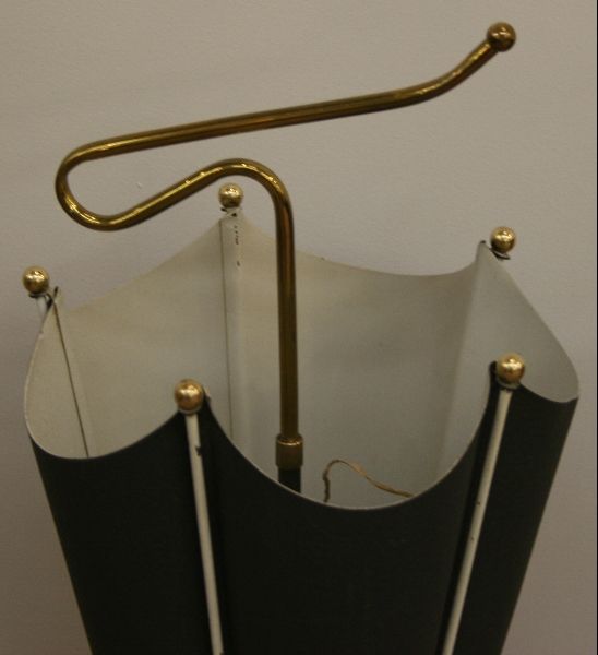 French Modernist Brass and Painted Umbrella Stand
