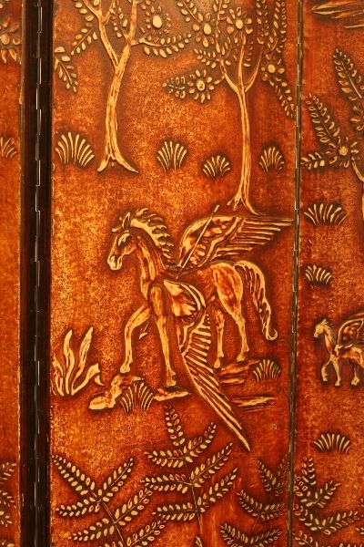 Fantastic French Art Deco Four-Panel Two-Sided Screen Signed C Valdez