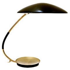 Mid Century Brass and Black Enamel Saucer Lamp by Christian Dell