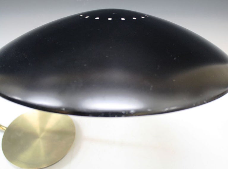 Mid Century Brass and Black Enamel Saucer Lamp by Christian Dell In Good Condition In Astoria, NY