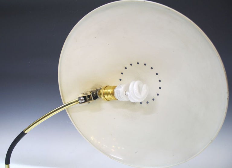Mid Century Brass and Black Enamel Saucer Lamp by Christian Dell 1