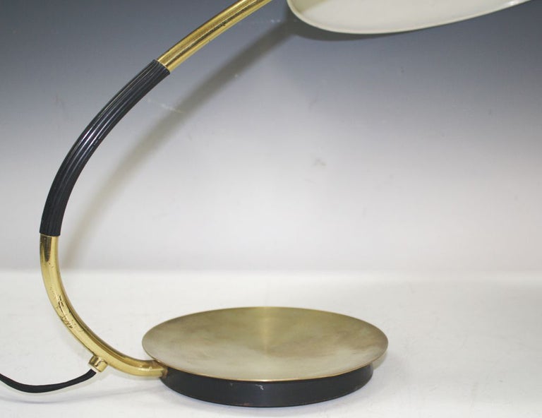 Mid Century Brass and Black Enamel Saucer Lamp by Christian Dell 2