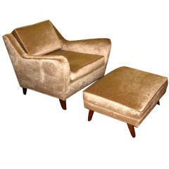 Mid-Century Armchair and Ottoman in the style of Kagan