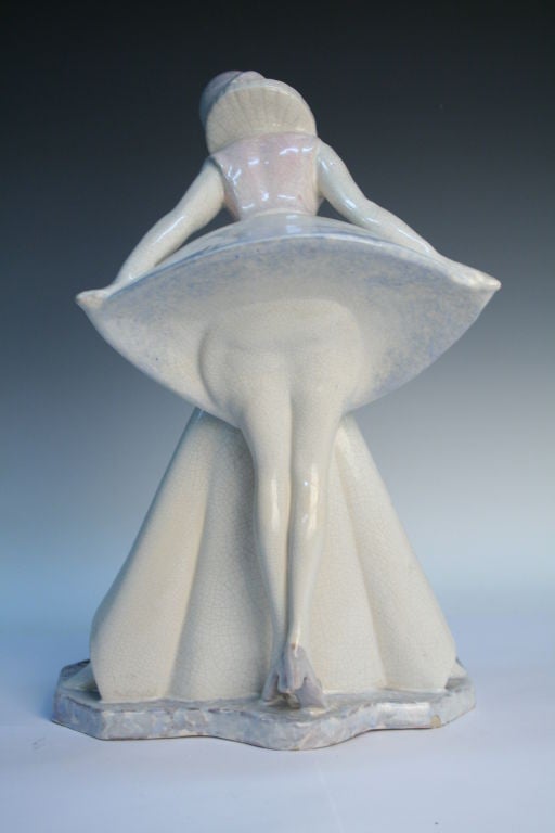 French Beautiful Porcelain Pierrot Statue by Pierre Le Faguay For Sale