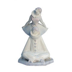 Beautiful Porcelain Pierrot Statue by Pierre Le Faguay