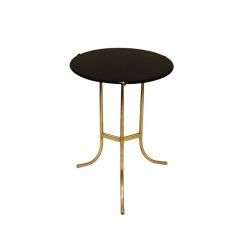 Mid-Century Cedric Hartman Brass and Stone Top Side Table