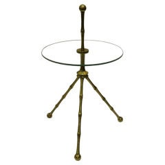 Mid Century Italian Brass and Glass "Bamboo" tripod table