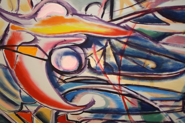 David Atkins Mid Century Abstract Oil Painting on Canvas
