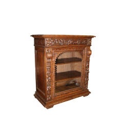 19th Century French Hand Carved Chestnut Vitrine