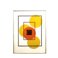 Mid Century Geometric Reverse Painted Silk Screen Painting 2