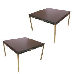 Pair Mid Century Granite & Chrome Side Tables by Florence Knoll