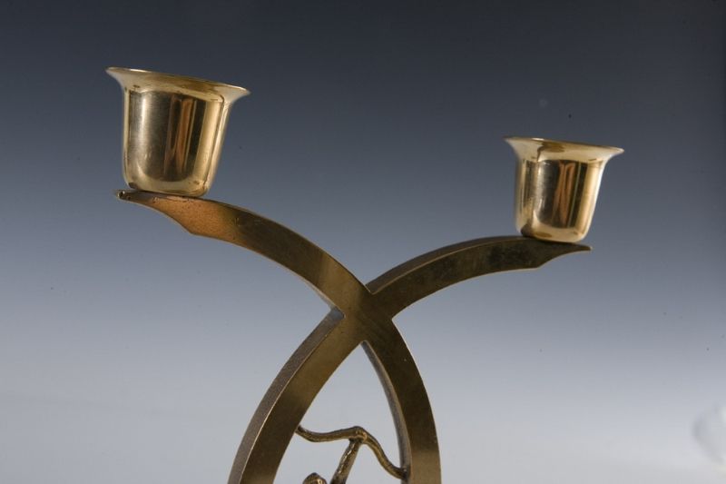 Art Deco Pair Paul Niles Astrological Two-Light Candleholders, 1930s For Sale
