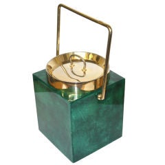 Mid Century Aldo Tura Emerald Parchment Goatskin Ice Bucket