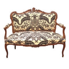 Antique Louis XV Style Walnut Settee from Loire Valley France