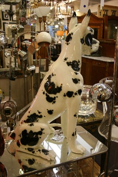 Spanish Ceramic Harlequin Great Dane Dog Statue by DAISA, 1984