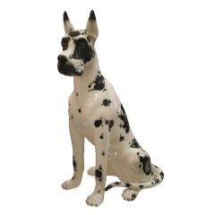 Ceramic Harlequin Great Dane Dog Statue by DAISA, 1984