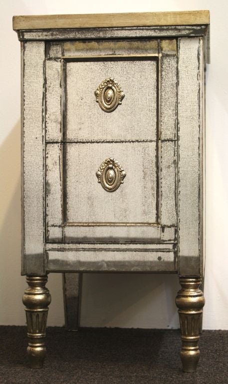 Pair of Art Deco Mirrored Nightstands with Two Drawers