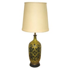 Large Mid-Century Ceramic Lamp with a Floral Arabesque Motif
