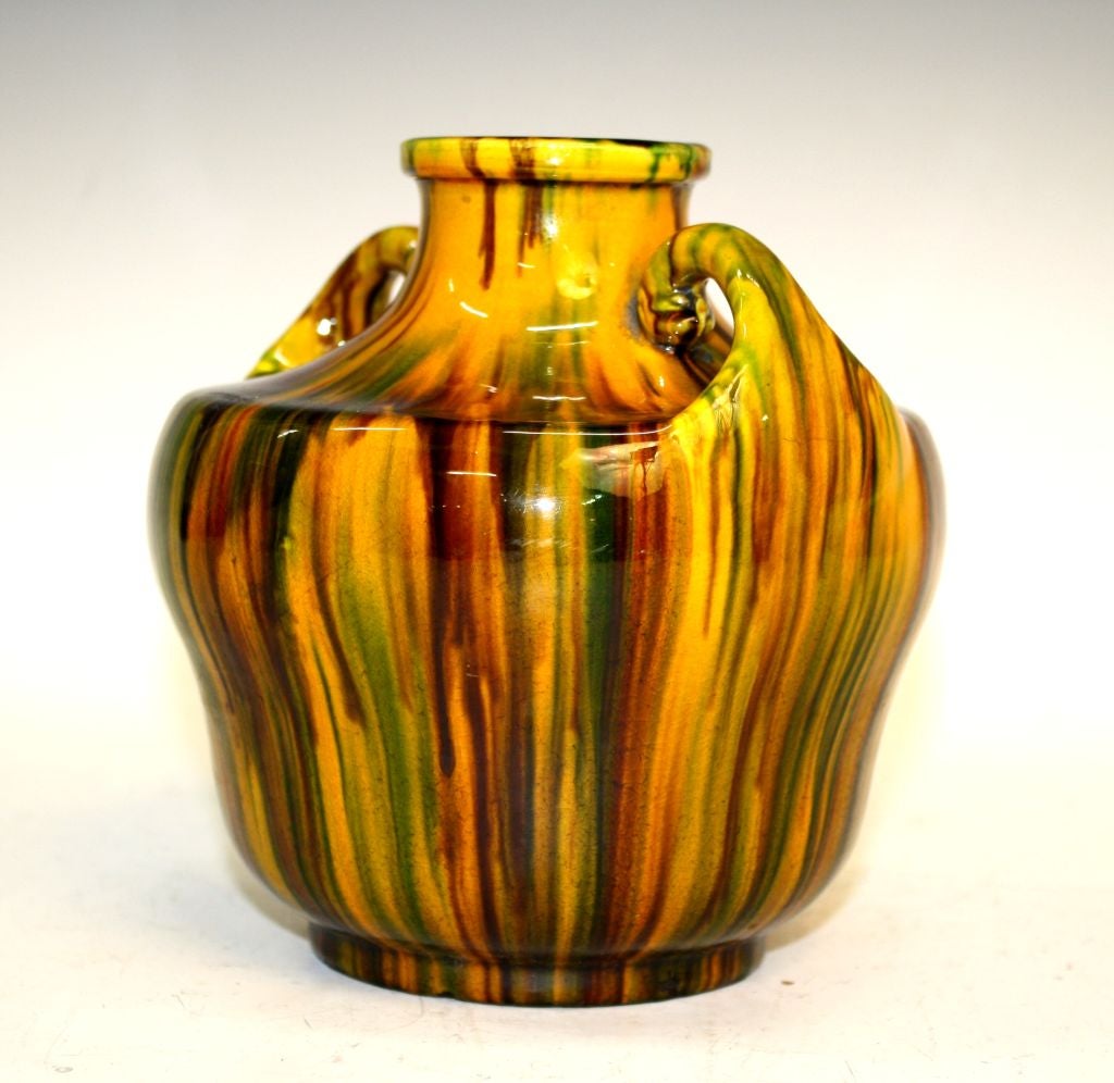 Pair of Japanese Awaji Ceramic Vases Circa 1930's 1