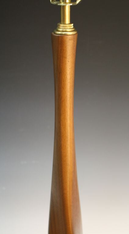 Ebonized Pair of Mid Century Danish Modern Sculptural Walnut Table Lamps