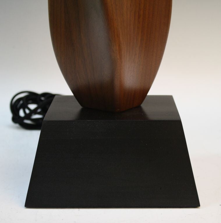 20th Century Pair of Mid Century Danish Modern Sculptural Walnut Table Lamps
