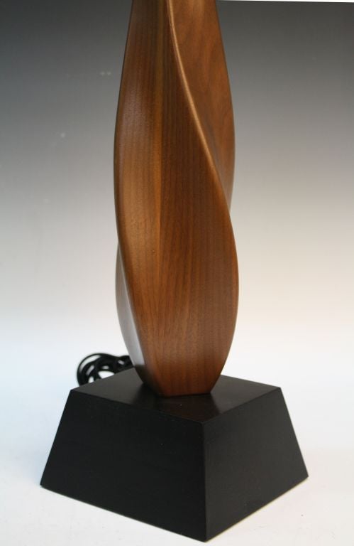 Pair of Mid Century Danish Modern Sculptural Walnut Table Lamps 1