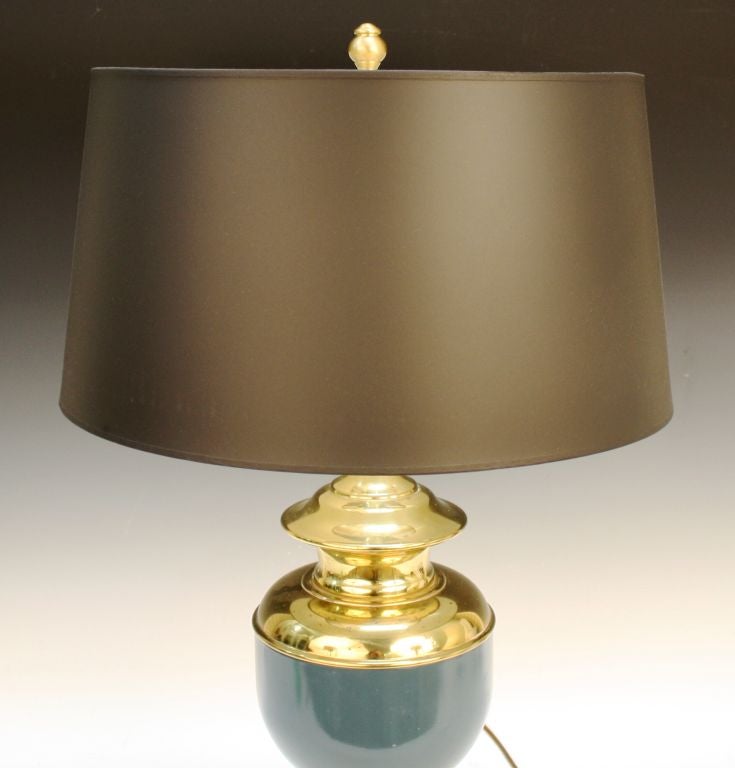American Pair of Mid Century Brass and Enamel Federal Style Lamps