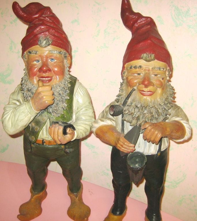 Download Pair of Mid Century Terracota Garden Gnomes at 1stdibs