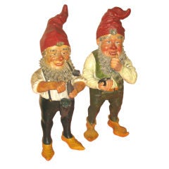 Vintage Pair of Mid Century Terracota Garden Gnomes
