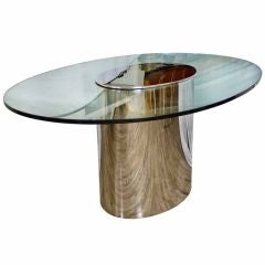 Mid Century Leon Rosen for Pace Chrome & Glass Dining Room Table