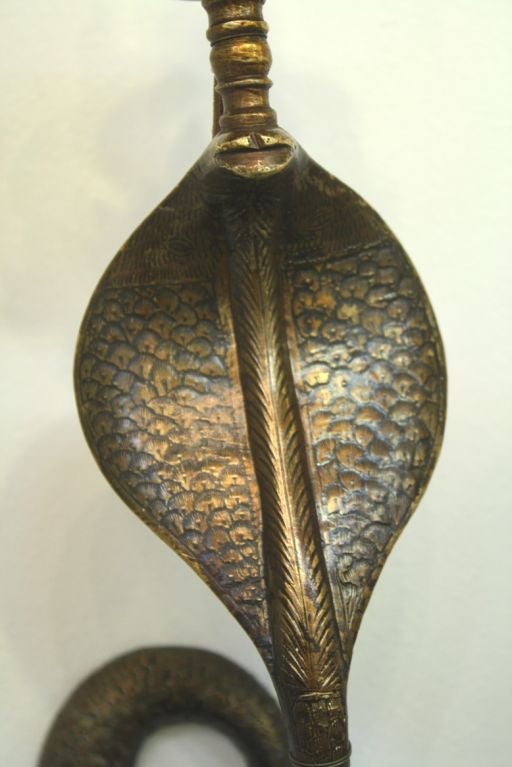 Pair of French Art Deco Bronze Cobra Sconces 3