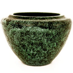 Mottled green-glazed bowl by Emile Decoeur