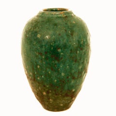 Mottled green-glazed vase by Emile Decoeur